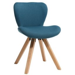 Chaise scandinave en tissu bleu canard et bois clair anya - Bleu