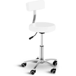 Tabouret à roulettes avec dossier - heightadjustment430temp mm - 150 kg - White
