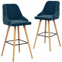 Tabourets de bar lot de 2 bleu velours Vidaxl Bleu