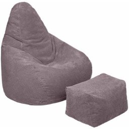 Loft 25 - Pouf à haut dossier en velours côtelé pour adulte, pouf gaming pour l'intérieur, salon,