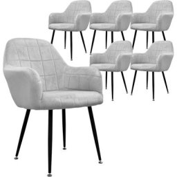 Ecd Germany - 6 x Chaise salle à manger fauteuil bureau avec accoudoirs assise en velours gris