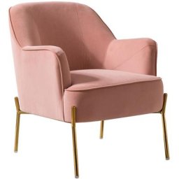 Fauteuil Salon Rembourré Chaise Moderne en Velours avec Pieds en Métal & Dossier Incurvé pour
