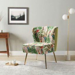 Hulala Home - Chaise de Salon avec Pieds en Métal, Fauteuil Confortable en Tissu Floral, Chaise