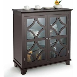 Buffet, Placard de Cuisine Autoportant avec Étagère Réglable et Compartiment à 2 Portes, Portes en