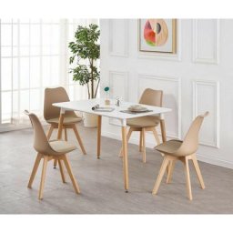 Ensemble de salle à manger scandinave rétro et moderne de 5 pièces - une table de salle à manger