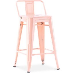 Privatefloor - Tabouret Stylix avec petit dossier - 60cm Orange pâle - Acier, Metal - Orange pâle