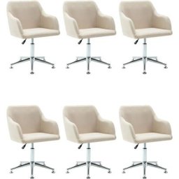 Chaises pivotantes à manger lot de 6 crème tissu Vidaxl Crème