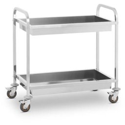 Chariot De Service Desserte Pro Cuisine Table Mobile Roulante Acier Inox 2 Cuves - Vert