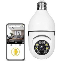 Caméra Surveillance WiFi intérieure, Caméra Ampoule 360 Degrés WiFi Extérieur avec Vision Nocturne
