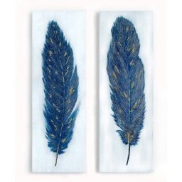 Toile en lin à l'huile Plumes (Lot 2), 120x40 cm