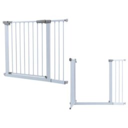 Barrière de sécurité Fixation par pression Ouverture à double sens Pour espace de 96 à 103 cm Blanc