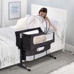 skecten® (Amélioré)Lit Cododo, 2 en 1, Lit d'Appoint, Lit Parapluie Bébé, Berceaux, Noir