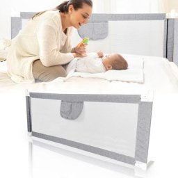 Barrière de Lit Extra-Large de 150 cm Protection de Lit pour Tout-Petit Accessoire de Chambre pour