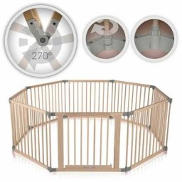 Parc Bébé en Bois 8 Éléments - réglable individuellement - premium Gris - Baby Vivo
