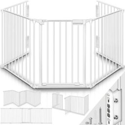 Barrière de sécurité enfant Blanc - grande version 305 cm Grille de protection métal - pliable avec