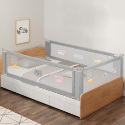 Barrière de Lit Extra-Large de 200 cm Protection de Lit pour Tout-Petit Accessoire de Chambre pour