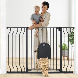 Barrière de sécurité enfant extensible Barrière d'escalier fermeture facile H.76 x l.75 - 111 cm