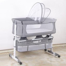 Skecten - Amélioré)Lit Cododo, 2 en 1, Lit d'Appoint, Lit Parapluie Bébé, Berceaux, Gris