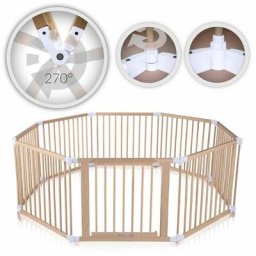 Parc Bébé en Bois 8 Éléments - réglable individuellement - premium Blanc - Baby Vivo
