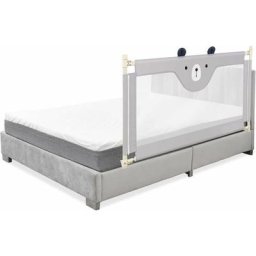Barrière de Lit Bébé Portable 145x65 cm Hauteur Réglable avec Double Verrouillage Chaque Côté