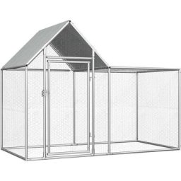 Topdeal - Poulailler 2 x 1 x 1,5 m Acier galvanisé