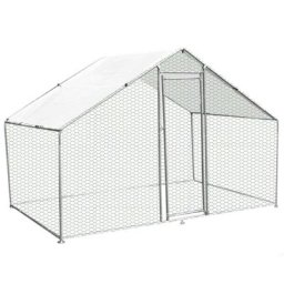 Enclos Poulailler Extérieur 4mx2mx2m Volière Acier Galvanisé Volaille Cage Animal Chien Lapin