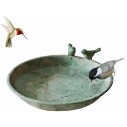 Bain pour Oiseaux Sauvages Bol d'alimentation pour Oiseaux Bassin d'oiseaux Rond en Fonte Balcon