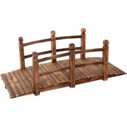 Pont en Bois Rustique et Massif avec Main Courante, Decoration de Jardin Pont d'Etang, Supporte de