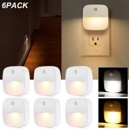 Prise veilleuse 6 led avec détecteur de mouvement veilleuse lumière d'armoire, blanc chaud