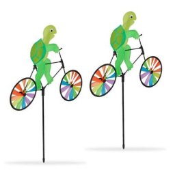 Relaxdays - Moulin à vent en lot de 2, tortue sur un vélo, hlp env. 84,5 x 51,5 x 3 cm, balcon et