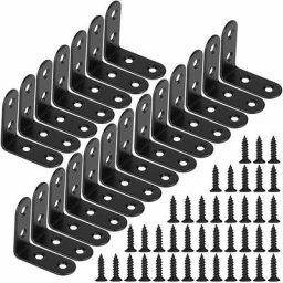 Equerre de Fixation Noir Angle Droit Support en forme de l Metalliques Equerres avec Vis pour Bois