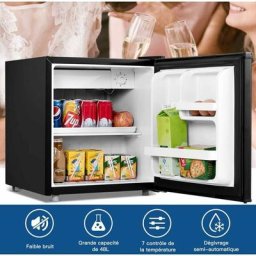 COSTWAY Mini Réfrigérateur Silencieux 46L Table Top Intégrable 47 x 45 x 50 cm (L x l x H) pour