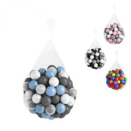 Sac de 100 balles de jeu ou de piscine 5,5 cm - Bleu, gris, blanc et transparent Monsieur Bébé Bleu