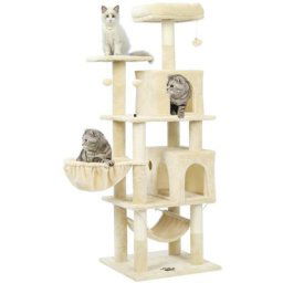 Msmask - Arbre à Chat Haut et Étroit avec Griffoir, 163CM,Tour à Chats avec Plateformes, Grottes
