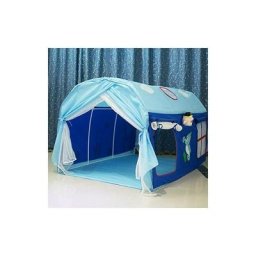 Tente de Jeu Jardin Jeu Maison sur Lit Dmontable pour Enfant Fille Garon - Bleu Maison