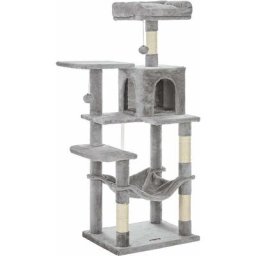 Songmics - feandrea Arbre à chat hamac, Tour de jeux 143 cm, Gris Clair par PCT161W01 - Gris Clair