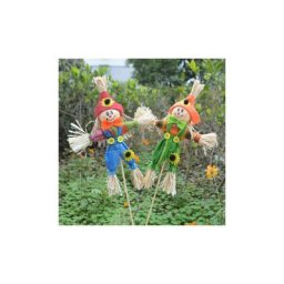2 Pièces Épouvantail de Récolte Halloween Décoration, Petites Décorations d'Épouvantail, avec Bâton