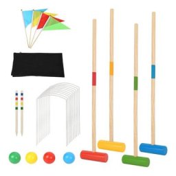 Swanew - Jeu de croquet en bois, Ensemble de croquet pour 4 joueurs, enfants et adultes, set