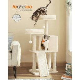 Songmics - Arbre à Chat, Tour Poteaux à Gratter 115 cm, Beige par PCT141M01 - Beige