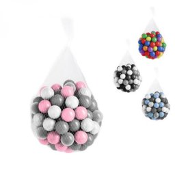 Sac de 100 balles de jeu ou de piscine 5,5 cm - Rose, gris, blanc et transparent Monsieur Bébé Rose