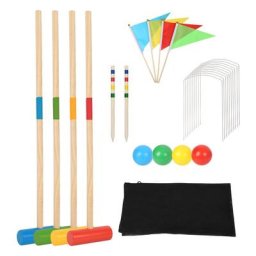 Hengda - Jeu de croquet Ensemble de croquet pour 4 joueurs, Jeu en bois, enfants et adultes, set