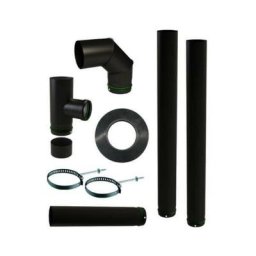 Kit de tuyau de pole pellets en acier maill noir diamtre 80 mm