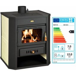 Poêle à bois pour système de chauffage central. Poêle à combustible solide avec chaudière intégrée.