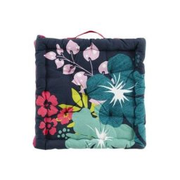 Douceur D'intérieur - Coussin de sol 45x45x10 cm coton imprimé/uni hawai - Bleu
