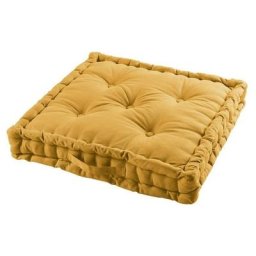 Douceur D'intérieur - Coussin de sol 60x60 cm Panama miel coton - Jaune