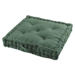 Douceur D'intérieur - Coussin de sol 60x60x10 cm Panama kaki coton - Vert