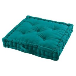 Douceur D'intérieur - Coussin de sol 60x60 cm Panama émeraude coton - Vert