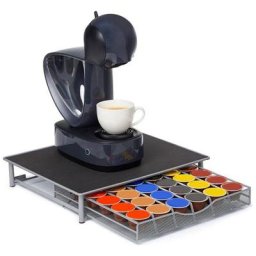 Bathrins - Porte capsule de café, Tiroir porte capsule de café en métal, pour 36 capsules, Gris