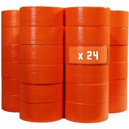 Lot de 24 Rubans adhésifs toilés orange 50 mm x 33 m - Rouleau adhésif Tecplast pour fixer les