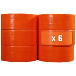 Lot de 6 Rubans adhésifs toilés orange 50 mm x 33 m - Rouleau adhésif Tecplast pour fixer les